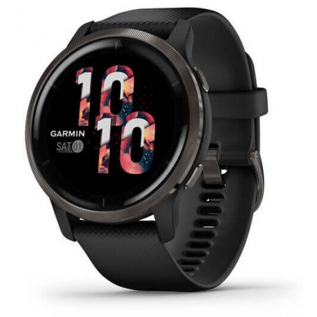 Garmin Venu 2 - 45 mm - black - sport watch with band - silicone - black - wrist size: 135-200 mm - display 1.3" - Bluetooth, Wi-Fi, ANT+ - 49 g - 0