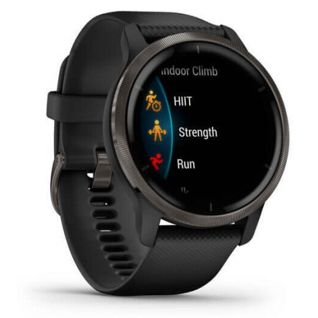 Garmin Venu 2 - 45 mm - black - sport watch with band - silicone - black - wrist size: 135-200 mm - display 1.3" - Bluetooth, Wi-Fi, ANT+ - 49 g - 4