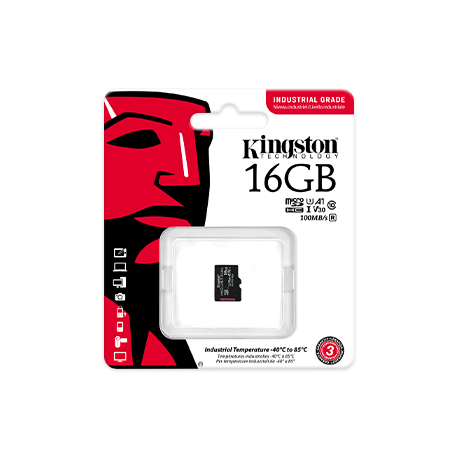 Kingston Industrial - Flash memory card - 16 GB - A1 / Video Class V30 / UHS-I U3 / Class10 - microSDHC UHS-I - 2
