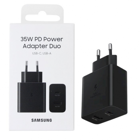 SAMSUNG Power Adapter Super Fast Charg. Duo USB-A 15W USB-C 35W without cable Black