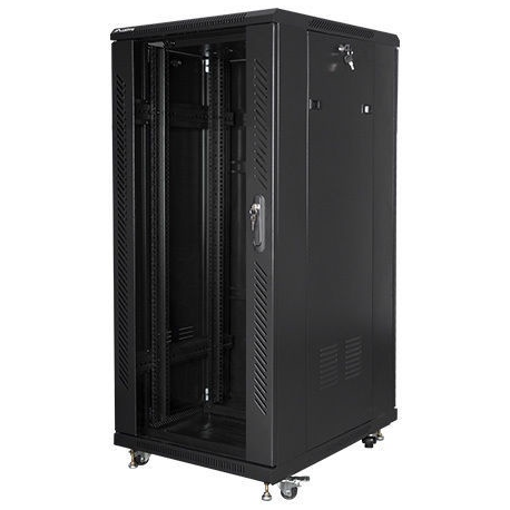 Lanberg - Rack - cabinet - with 2 cooling fans - 230 V - black, RAL 9004 - 27U - 19" - 0