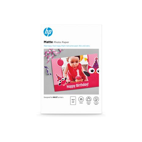 HP - Matte - 8.8 mil - 100 x 150 mm - 180 g / m² - 25 sheet(s) photo paper - for Deskjet 41XX; ENVY 64XX; ENVY Inspire 79XX; Officejet Pro 77XX, 90XX; Smart Tank Plus 55X - 3