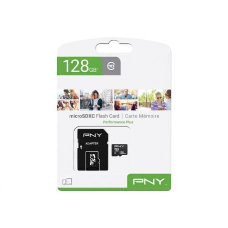PNY Performance Plus - Flash memory card - 128 GB - Class 10 - microSDXC - 1