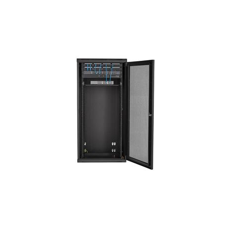 StarTech.com 26U 19" Wall Mount Network Cabinet, 16" Deep Hinged Locking IT Network Switch Depth Enclosure, Assembled Vented Computer Equipment Data Rack with Shelf & Flexible Side Panels - 26U Vented Cabinet (RK2620WALHM) - Rack enclosure cabinet - wall mountable - black - 26U - 3