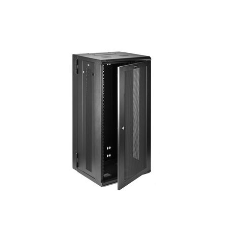 StarTech.com 26U 19" Wall Mount Network Cabinet, 16" Deep Hinged Locking IT Network Switch Depth Enclosure, Assembled Vented Computer Equipment Data Rack with Shelf & Flexible Side Panels - 26U Vented Cabinet (RK2620WALHM) - Rack enclosure cabinet - wall mountable - black - 26U - 5