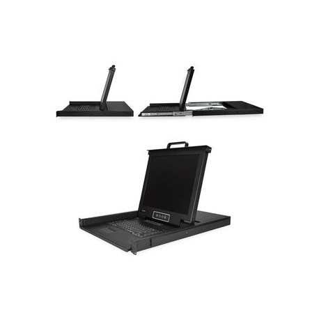 StarTech.com 16 Port Rackmount KVM Console w /  Cables - Integrated KVM Switch w /  17" LCD - 1U LCD KVM Drawer 50000 MTBF - USB + VGA Support (RKCONS1716K) - KVM console with KVM switch - 16 ports - PS / 2, USB - 17" - rack-mountable - 1280 x 1024 @ 60 Hz - 250 cd / m² - 1000:1 - 5 ms - VGA - black - 1U - 1