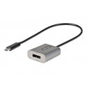 StarTech.com USB C to DisplayPort Adapter - 8K / 4K 60Hz USB-C to DisplayPort 1.4 Adapter Dongle - USB Type-C to DP Monitor Video Converter - Works w / Thunderbolt 3 - w / 12" Long Attached Cable - Adapter - USB-C (M) to DisplayPort (F) - Thunderbolt 3  /  DisplayPort 1.4 - 8K60Hz support, 4K60Hz support - grey
