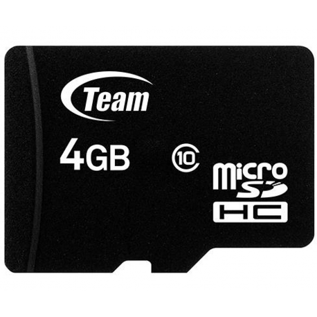Team - Flash memory card (microSDHC to SD adapter included) - 4 GB - Class 10 - microSDHC - black - 1