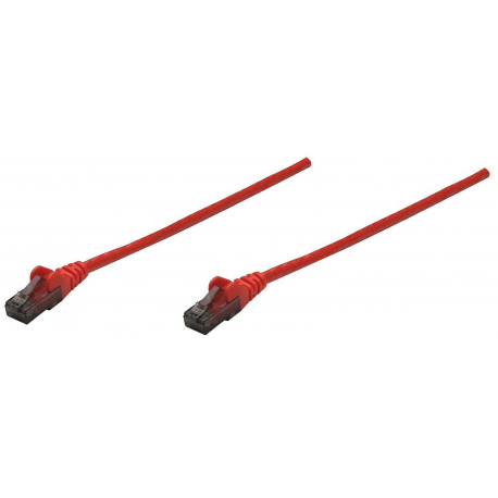 Intellinet Network Patch Cable, Cat6, 1m, Red, CCA, U / UTP, PVC, RJ45, Gold Plated Contacts, Snagless, Booted, Lifetime Warranty, Polybag - Patch cable - RJ-45 (M) to RJ-45 (M) - 1 m - UTP - CAT 6 - molded, snagless - red - 2