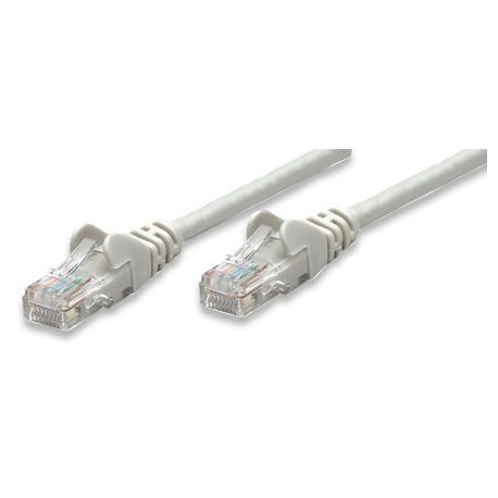 Intellinet Network Patch Cable, Cat5e, 1m, Grey, CCA, U / UTP, PVC, RJ45, Gold Plated Contacts, Snagless, Booted, Lifetime Warranty, Polybag - Patch cable - RJ-45 (M) to RJ-45 (M) - 1 m - UTP - CAT 5e - molded, snagless - grey - 2