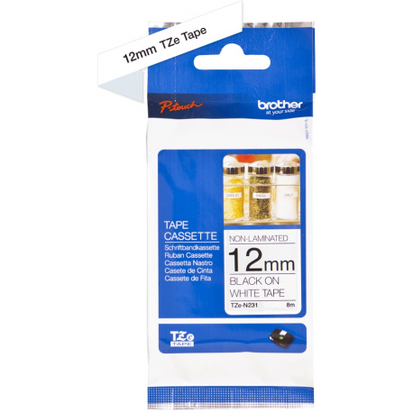 Brother TZe-N231 - Black on white - Roll (1.2 cm x 8 m) 1 cassette(s) non-laminated tape - for Brother PT-D600, H110; P-Touch PT-1005, 1010, D210, D400, D450, E550, H110, P900, P950 - 1