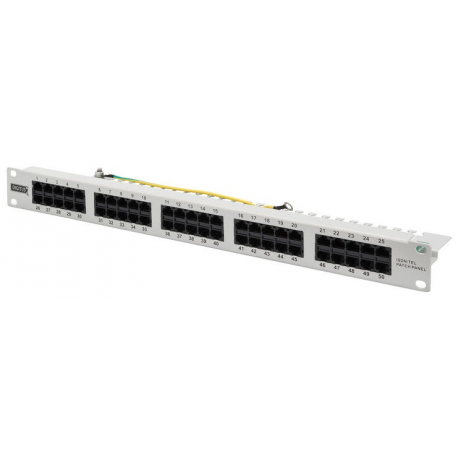 DIGITUS CAT 3 ISDN - Patch panel - rack mountable - CAT 3 - RJ-45 X 50 - grey, RAL 7035 - 1U - 19" - 5