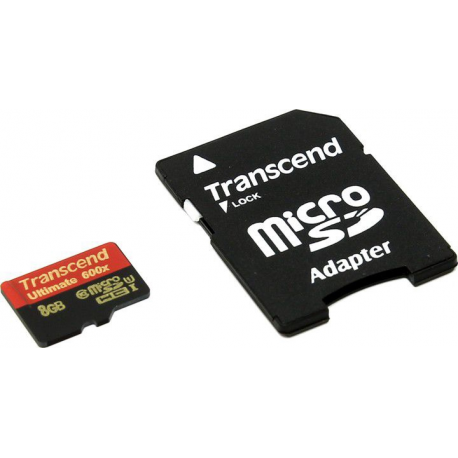 Transcend Ultimate - Flash memory card (microSDHC to SD adapter included) - 8 GB - UHS Class 1  /  Class10 - 600x - microSDHC UHS-I - 1