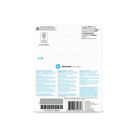 HP Advanced Glossy Photo Paper - Glossy - 130 x 180 mm 25 sheet(s) photo paper - for ENVY 50XX, 76XX; ENVY Inspire 7920; Officejet 52XX, 80XX; Photosmart B110, Wireless B110 - 2