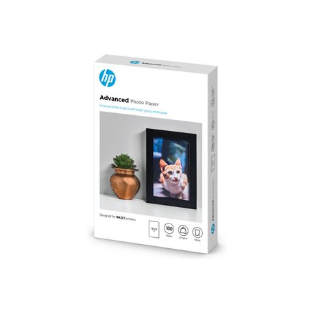 HP Advanced Glossy Photo Paper - Glossy - 100 x 150 mm - 250 g / m² - 100 sheet(s) photo paper - for ENVY 50XX, 76XX; ENVY Inspire 7920; Officejet 52XX, 80XX; Photosmart B110, Wireless B110 - 1