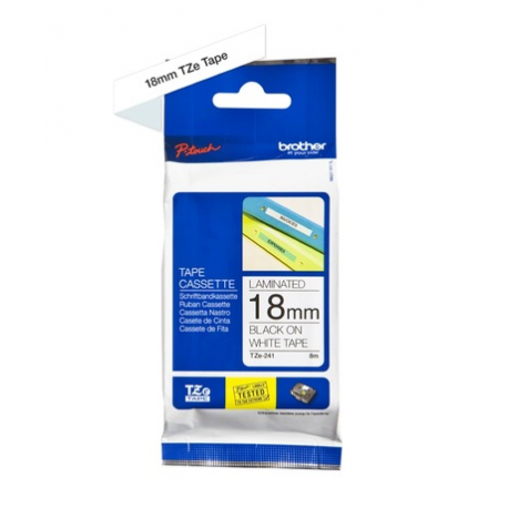 Brother TZe-241 - Standard adhesive - black on white - Roll (1.8 cm x 8 m) 1 cassette(s) laminated tape - for Brother PT-D600; P-Touch PT-1880, D450, E550, E800, P900, P950; P-Touch Cube Plus PT-P710 - 3