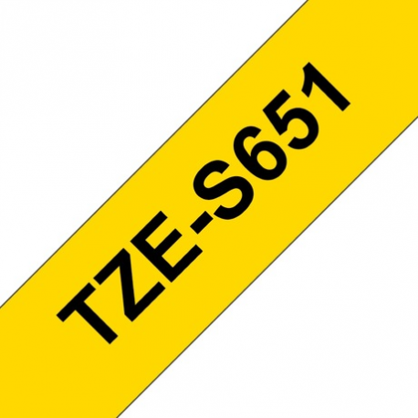 Brother TZe-S651 - Extra strength adhesive - black on yellow - Roll (2.4 cm x 8 m) 1 cassette(s) laminated tape - for Brother PT-D600; P-Touch PT-3600, D800, E550, E800, P750, P900, P950; P-Touch EDGE PT-P750 - 4