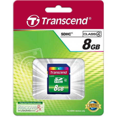 Transcend - Flash memory card - 8 GB - Class 4 - SDHC - 1