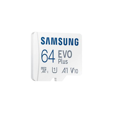 Samsung EVO Plus MB-MC64KA - Flash memory card (microSDXC to SD adapter included) - 64 GB - A1  /  Video Class V10  /  UHS-I U1  /  Class10 - microSDXC UHS-I - white - 2