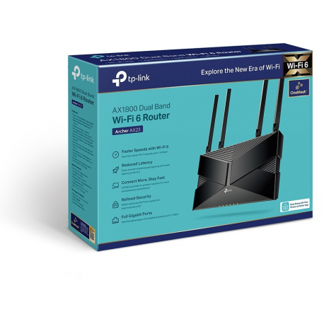 TP-Link Archer AX23 AX1800 Dual-Band Wi-Fi 6 Router, 574Mbps at 2.4 GHz + 1201 Mbps at 5 GHz, 802.3at POE and 12V DC, 4×Interna