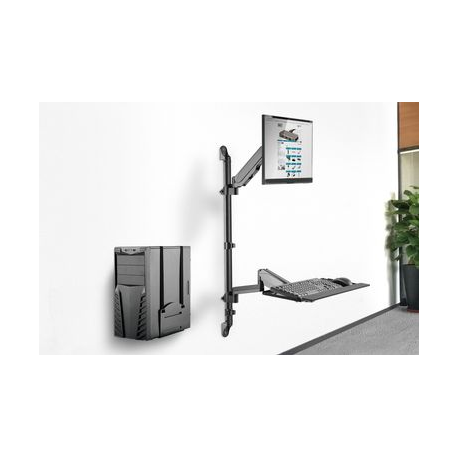 DIGITUS DA-90372 - Mounting kit (wall CPU mount, sit/stand workstation mount) - for LCD display / PC equipment - black - screen size: 17"-32" - wall-mountable - 2