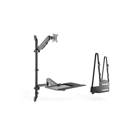 DIGITUS DA-90372 - Mounting kit (wall CPU mount, sit/stand workstation mount) - for LCD display / PC equipment - black - screen size: 17"-32" - wall-mountable - 11