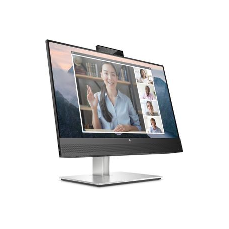 HP E24mv G4 Conferencing Monitor - E-Series - LED monitor - 23.8" - 1920 x 1080 Full HD (1080p) @ 60 Hz - IPS - 250 cd/m² - 1000:1 - 5 ms - HDMI, VGA, DisplayPort - speakers - silver, black head - 2