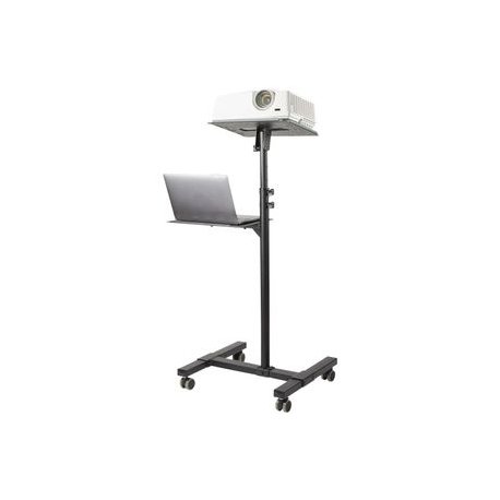 StarTech.com Mobile Projector and Laptop Stand / Cart, Heavy Duty Portable Projector Stand (2 Vented Shelves, hold 22lb / 10kg each), Height Adjustable Rolling AV Presentation Cart with Wheels - Lockable Casters - Cart - for projector  /  notebook - steel - black - 1