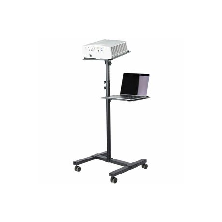 StarTech.com Mobile Projector and Laptop Stand / Cart, Heavy Duty Portable Projector Stand (2 Vented Shelves, hold 22lb / 10kg each), Height Adjustable Rolling AV Presentation Cart with Wheels - Lockable Casters - Cart - for projector  /  notebook - steel - black - 2