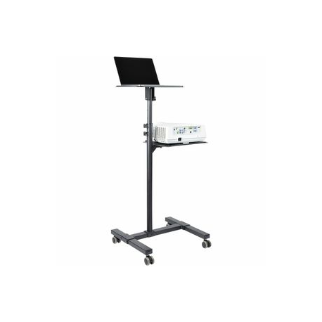 StarTech.com Mobile Projector and Laptop Stand / Cart, Heavy Duty Portable Projector Stand (2 Vented Shelves, hold 22lb / 10kg each), Height Adjustable Rolling AV Presentation Cart with Wheels - Lockable Casters - Cart - for projector  /  notebook - steel - black - 3