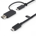 StarTech.com 3ft (1m) USB C Cable w /  USB-A Adapter Dongle, Hybrid 2-in-1 USB C Cable w /  USB-A | USB-C to USB-C (10Gbps / 100W PD), USB-A to USB-C (5Gbps), USB-A Host to USB-C DisplayLink Dock - Ideal for Hybrid Dock (USBCCADP) - USB cable - USB-C (M) to USB-C (M) - 1 m - USB Power Delivery (100W) - for P / N: DKM30CHDPD