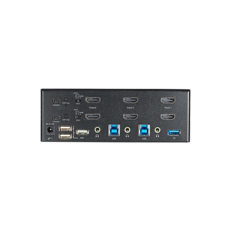 StarTech.com 2 Port Dual Monitor HDMI KVM Switch, 4K 60Hz Ultra HD HDR, Desktop 4K HDMI 2.0 KVM Switch with 2 Port USB 3.0 Hub (5Gbps) & 4x USB 2.0 HID Port, Audio, Hotkey Switching, TAA - KVM with Fast Switching (SV231DHU34K6) - KVM / audio switch - 2 x KVM / audio - desktop - TAA Compliant - 4