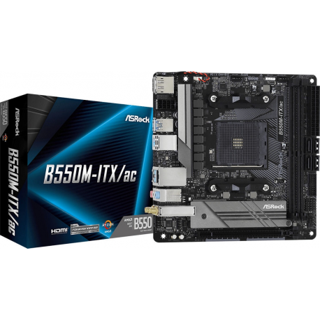 ASRock B550M-ITX / ac - Motherboard - mini ITX - Socket AM4 - AMD B550 Chipset - USB-C Gen1, USB 3.2 Gen 1 - Bluetooth, Gigabit LAN, Wi-Fi - onboard graphics (CPU required) - HD Audio (8-channel) - 3