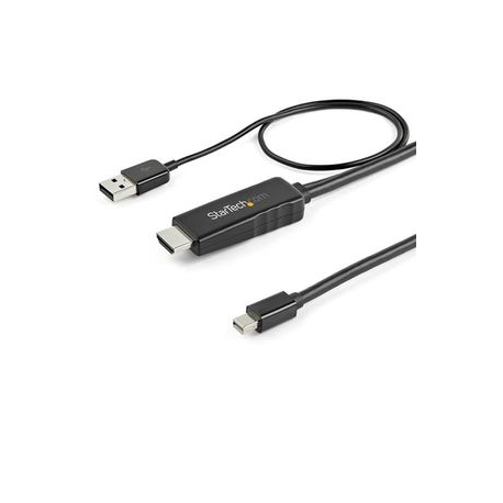 StarTech.com 6ft (2m) HDMI to Mini DisplayPort Cable 4K 30Hz, Active HDMI to mDP Adapter Converter Cable with Audio, USB Powered, Mac & Windows, HDMI Male to mDP Male Video Adapter Cable - HDMI to mDP Converter (HD2MDPMM2M) - Video  /  audio cable - HDMI, USB (power only) male to Mini DisplayPort male - 2 m - black - 4K support - 0