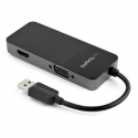 StarTech.com USB 3.0 to HDMI and VGA Adapter, 4K / 1080p USB Type-A Dual Monitor Multiport Adapter Converter, External Video Graphics Card for Multiple Screens, Multi Display USB Adapter - USB 3.0 to HDMI VGA (USB32HDVGA) - Video interface converter - USB Type A male to HD-15 (VGA), HDMI female - black, silver