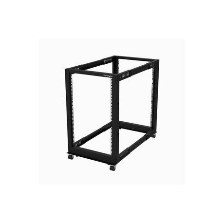 StarTech.com 18U 19" Open Frame Server Rack, 4 Post Adjustable Depth 23-41" Mobile, Free Standing Rolling Network / Computer Equipment Data Rack, Dell PowerEdge, HP ProLiant ThinkServer - Adjustable Server Rack (4POSTRACK18U) - Rack open frame - 4-post - floor-standing - black - 18U - 0