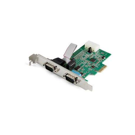 StarTech.com 2-port PCI Express RS232 Serial Adapter Card, PCIe RS232 Serial Host Controller Card, PCIe to Dual Serial DB9 COM Port Card, 16950 UART, Expansion Card, Windows, macOS, Linux - Full/Low-Profile (PEX2S953) - Serial adapter - PCIe - RS-232 x 2 - 0