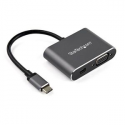 StarTech.com USB C Multiport Video Adapter, USB-C to 4K 60Hz Mini DisplayPort 1.2 or 1080p VGA Monitor Adapter, USB Type-C 2-in-1 MDP HBR2 HDR / VGA Display Converter, Works w /  Thunderbolt 3 - USB-C 2 in 1 Adapter (CDP2MDPVGA) - Video adapter - USB-C (M) to HD-15 (VGA), Mini DisplayPort (F) - DisplayPort 1.2 - 15.24 m - 4K support - space grey