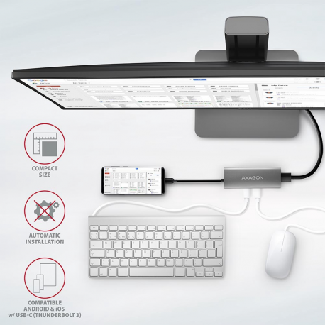AXAGON HMC-5G2 2x USB-A + 2x USB-C + HDMI, USB-C 3.2 Gen 2 10Gbps hub, PD 60W