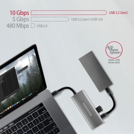 AXAGON HMC-5G2 2x USB-A + 2x USB-C + HDMI, USB-C 3.2 Gen 2 10Gbps hub, PD 60W