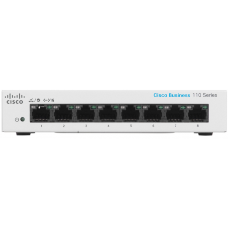 Cisco Business 110 Series 110-8T-D - Switch - unmanaged - 8 x 10 / 100 / 1000 - desktop, rack-mountable, wall-mountable - DC power - 1