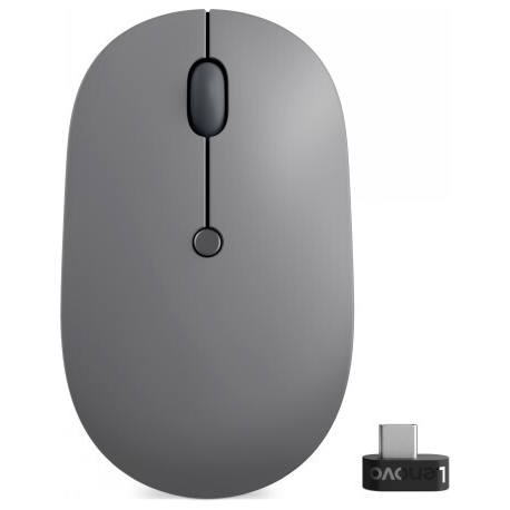 Lenovo Go - Mouse - ergonomic - right and left-handed - blue optical - 5 buttons - wireless - 2.4 GHz - USB-C wireless receiver - storm grey - retail - CRU - for ThinkCentre M70s Gen 3; ThinkPad E14 Gen 4; E15 Gen 4; X1 Carbon Gen 10; ThinkStation P360 - 0