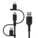Belkin BOOST CHARGE Universal - USB cable - USB male to Micro-USB Type B, Lightning, USB-C male - 1 m