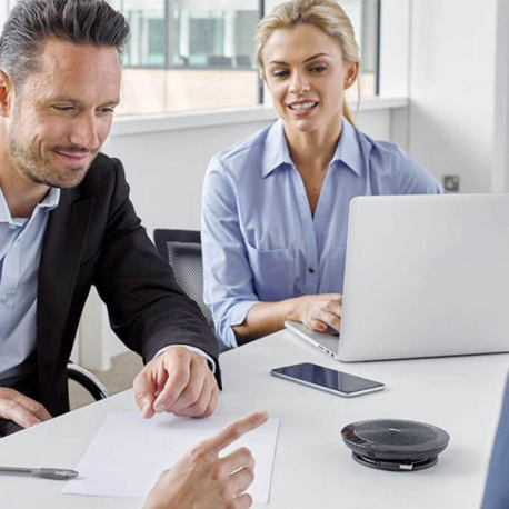 Jabra SPEAK 510 for PC - VoIP desktop speakerphone - Bluetooth - wireless, wired - for Apple iPad; iPad 2; iPad mini; iPhone 4, 5c; Nokia Lumia 520; Samsung Galaxy Ace 3, S4 - 3