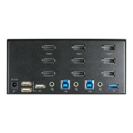 StarTech.com 2 Port Triple Monitor DisplayPort KVM Switch, 4K 60Hz UHD HDR, Desktop 4K DP 1.2 KVM with 2 Port USB 3.0 Hub (5Gbps) & 4x USB 2.0 HID Ports, Audio, Hotkey Switching, TAA - Keyboard/Video/Mouse Switch (SV231TDPU34K) - KVM / audio switch - 2 x KVM / audio - desktop - TAA Compliant - 2