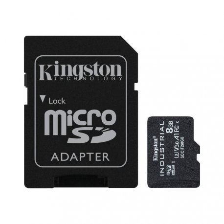 Kingston Industrial - Flash memory card (microSDHC to SD adapter included) - 8 GB - A1  /  Video Class V30  /  UHS-I U3  /  Class10 - microSDHC UHS-I - 0