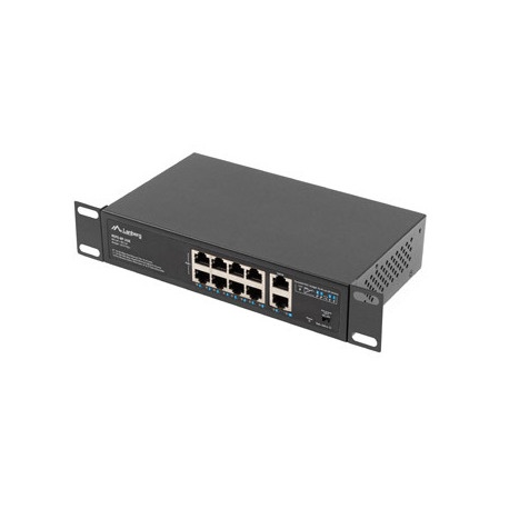 Lanberg RSFE-8P-2GE-120 - Switch - unmanaged - 2 x 10 / 100 (uplink) + 8 x 10 / 100 (PoE+) - desktop, wall-mountable - PoE+ (120 W) - 2