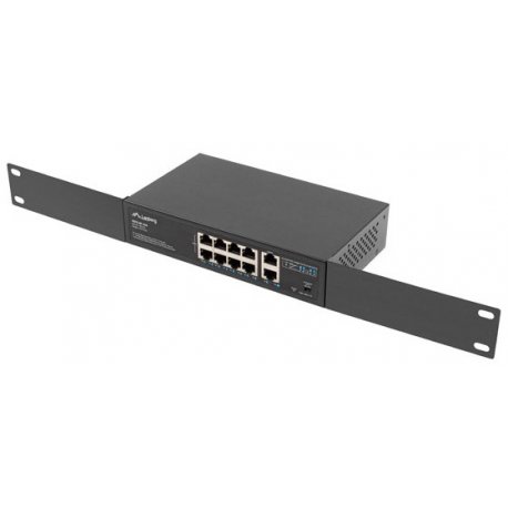 Lanberg RSFE-8P-2GE-120 - Switch - unmanaged - 2 x 10 / 100 (uplink) + 8 x 10 / 100 (PoE+) - desktop, wall-mountable - PoE+ (120 W) - 3