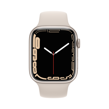 Apple Watch Series 7 GPS, 45mm Starlight Aluminium Case with Starlight Sport Band - Regular