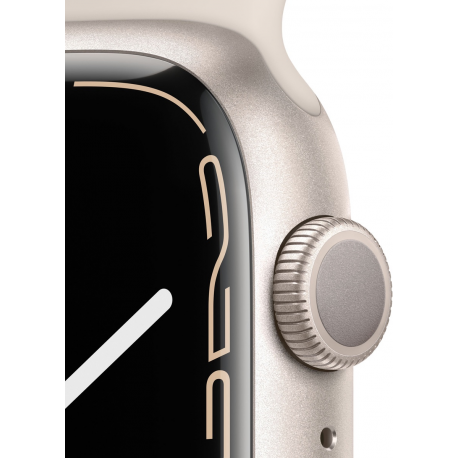 Apple Watch Series 7 GPS, 45mm Starlight Aluminium Case with Starlight Sport Band - Regular